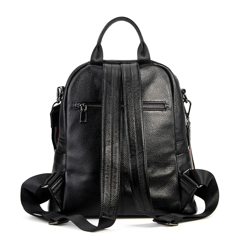 Fashion Highend New Fashion Black Top Grain Genuine Leather Women Backpacks Girl Real Skin Female Lady Shoulder Bags M007