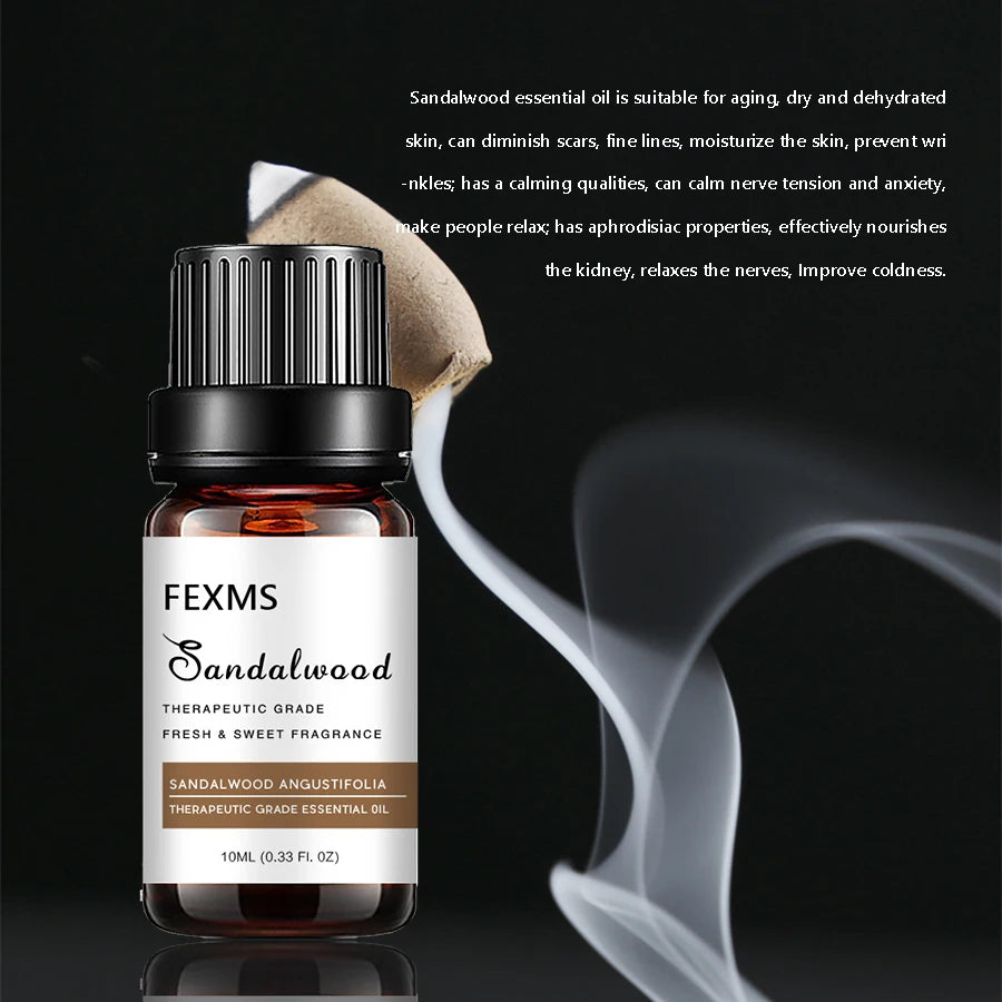 100% Pure Organic Therapeutic Grade Sandalwood Oil for Diffuser, Sleep, Perfume, Massage, Skin Care, Aromatherapy, Bath - 10ML