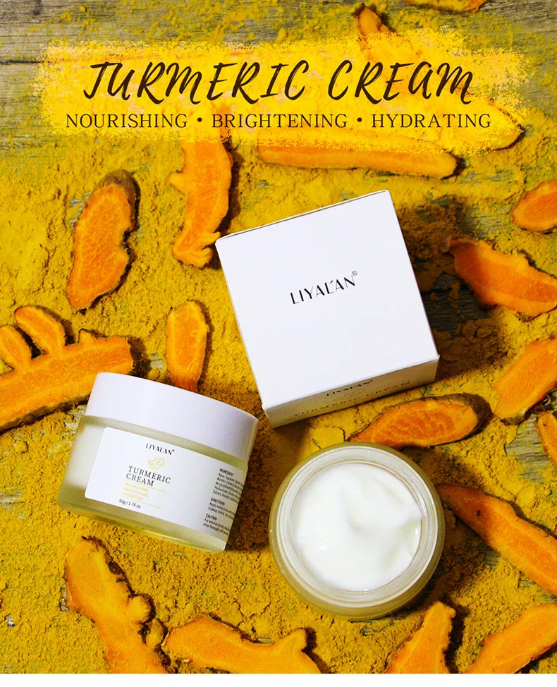 Turmeric Face Cream Lighten Dark Spots Blemished Skin Brighten Antioxidant Hydrated Repair Smooth Skin Facial Skin Care Lotion