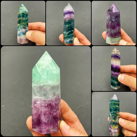 Colorful Mineral Crystal Hexagonal Zhao Cai Bao Decoration Fluorite