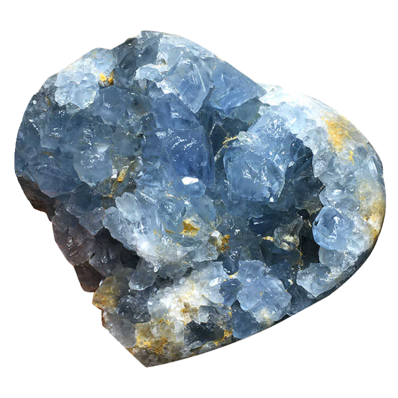 Natural Blue Hole Celestite Blue Crystal Cluster Heart-Shaped Egg-Shaped Cornucopia Rough Stone Mineral Specimen Crystal Ornaments