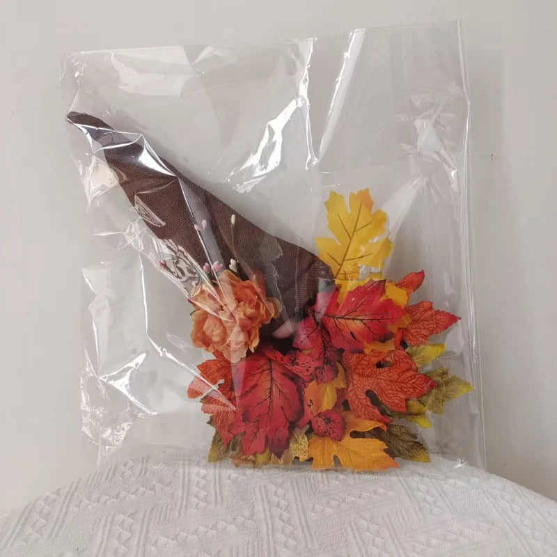 Fall Wreath Garland Thanksgiving Decoration Maple Leaf Hat Wreath Door Hanging Wall Hanging Home Decoration Store Door Decor