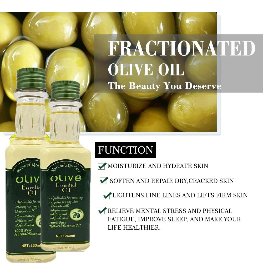 260ml  Aromatherapy Relaxing Nourishing Organic Olive Essential Body Massage Oil Serum Facial Skin Care natural oil olive oil