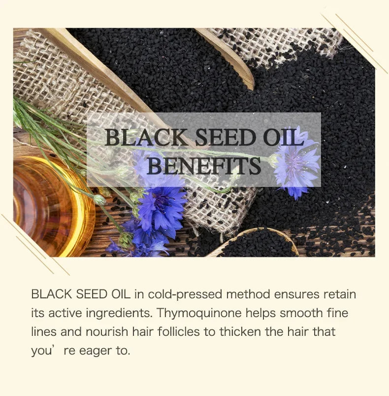 Black Cumin Seed Oil 100ml for Hair Growth Thicken Hair Cold Pressed Liquid Nourishing Anti-oxidant Body Face Massage Skin Care