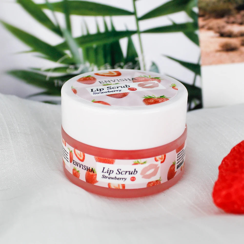 ENVISHA Skin Care Strawberry Lip Care Balm Scrub Sugar Cream Exfoliating Moisturizing Nourish Repair Cleft Fine Lines Smooth