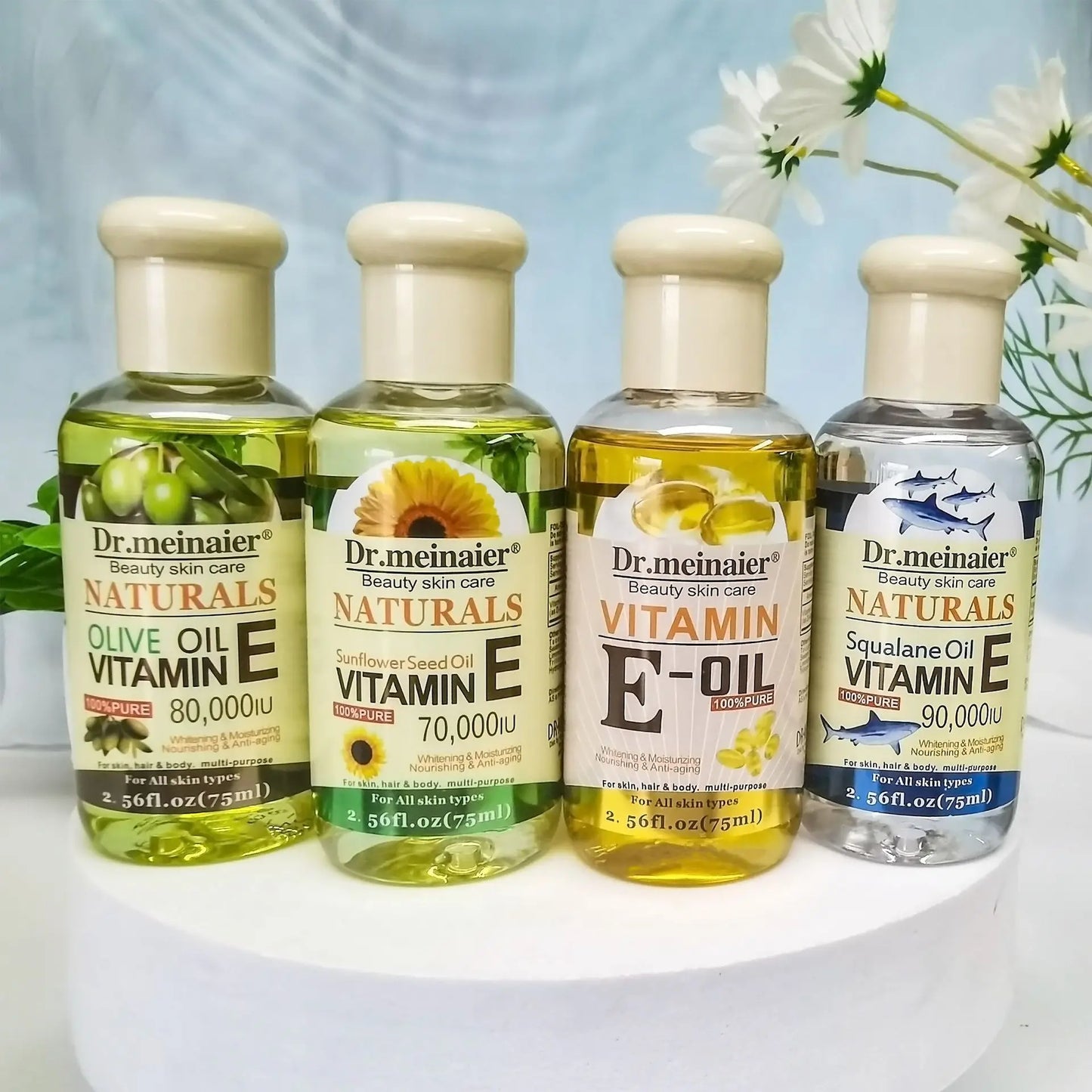 4pcs Vitamin E, OLive ,Chamomile ,Chamomile,Squalane Face Oil Whitening Shrink Pores Anti Wrinkle Aging Freckle Repair Face 75ml