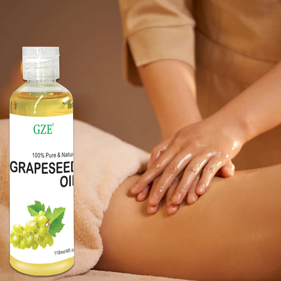 GZE Grapeseed Oil, Skin Care for Sensitive Skin, Light Silky Moisturizer for All Skin Type, Hair Strengthens Vegan Thickening