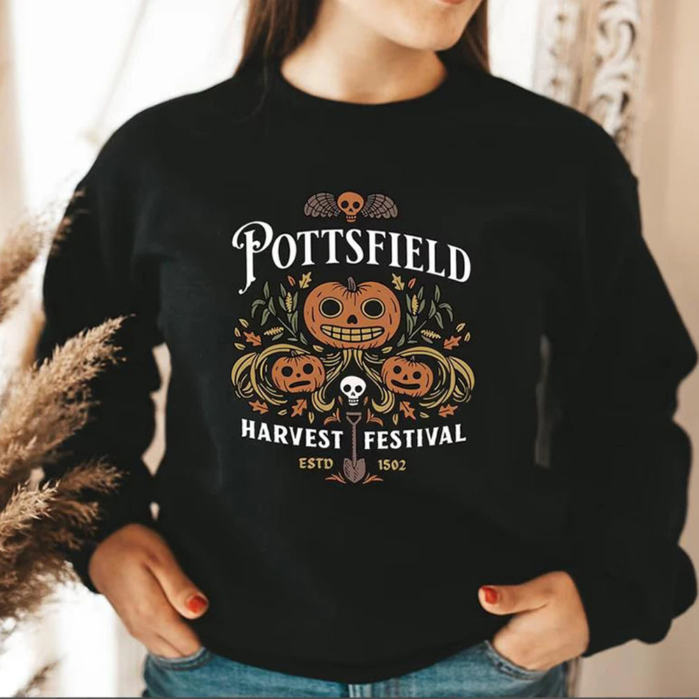 Pottsfield Harvest Festival Shirt Autumn Harvest Tshirt Pottsfield Sweatshirt Vegetables Fall Sweater Skeleton Festival Tops