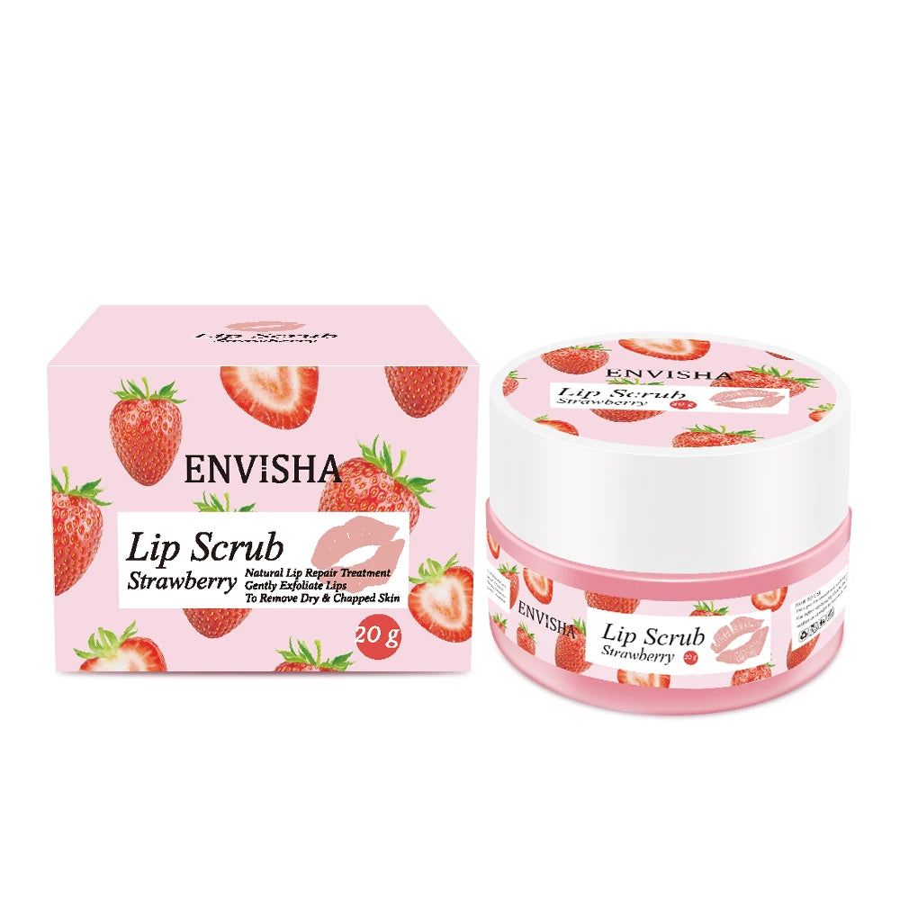 ENVISHA Skin Care Strawberry Lip Care Balm Scrub Sugar Cream Exfoliating Moisturizing Nourish Repair Cleft Fine Lines Smooth