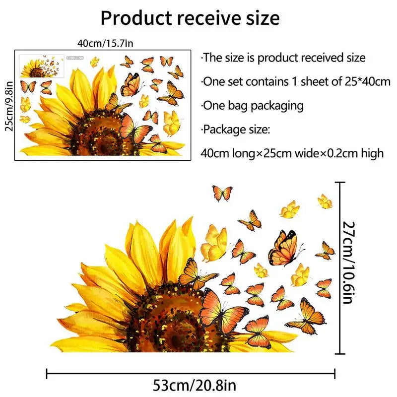 Sunflower Window Clings Static Decals Butterfly Bee Window Clings For Glass Windows Stickers For Summer Autumn Decorations