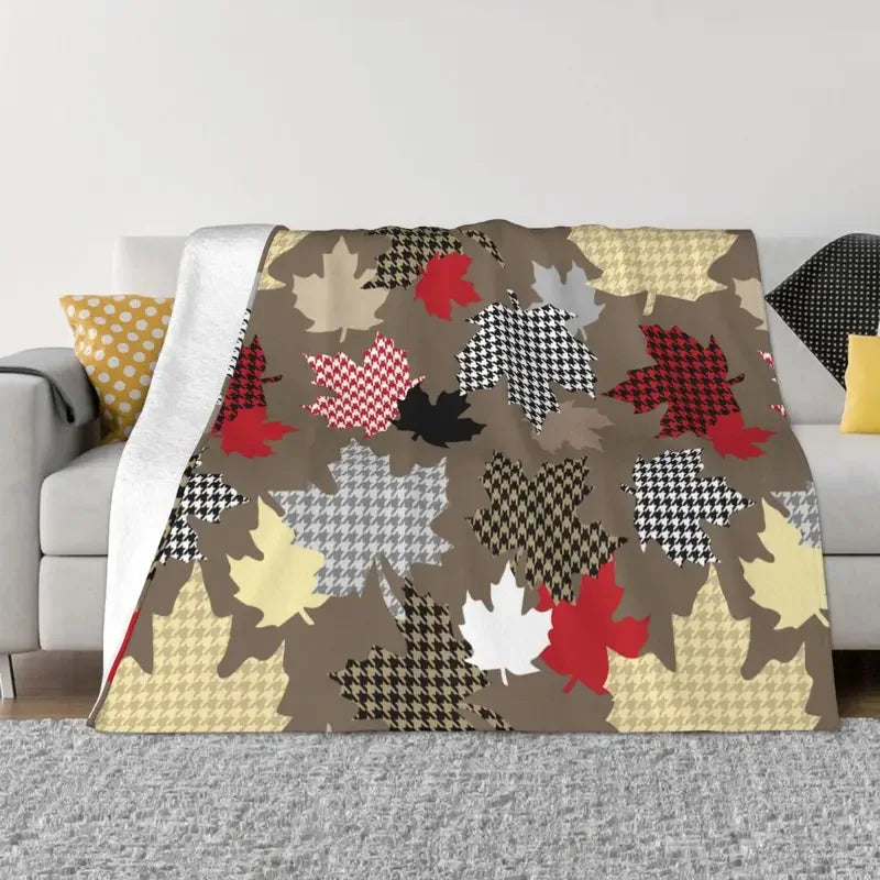 Falling Maple Leaf Autumn Blankets Flannel All Season Multifunction Warm Throw Blanket for Sofa Car Quilt