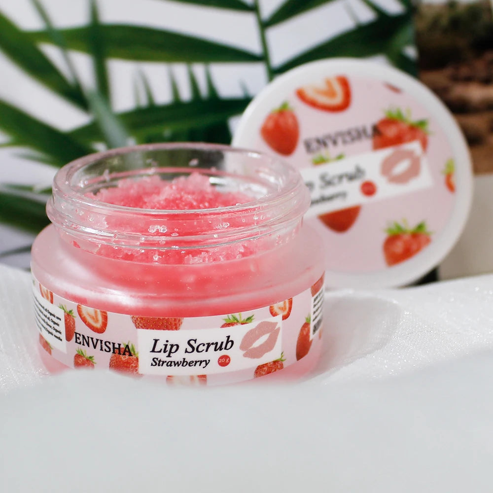 ENVISHA Strawberry Lip Care Scrub Lip Balm Sugar Cream Exfoliating Moisturizing Nourish Repair Cleft Fine Lines Smooth Skin Care