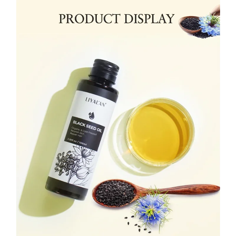 Black Cumin Seed Oil 100ml for Hair Growth Thicken Hair Cold Pressed Liquid Nourishing Anti-oxidant Body Face Massage Skin Care