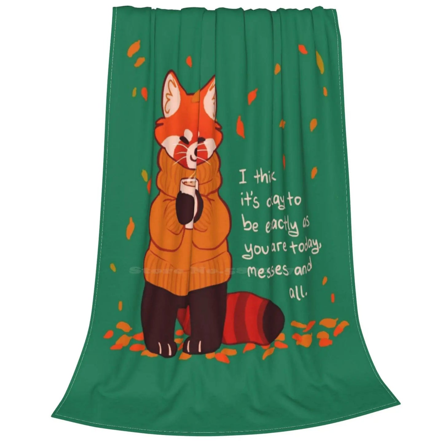 " It'S Okay To Be Exactly As You Are Today " Coffee Autumn Red Panda Soft Warm Throw Blanket Red Panda Autumn Fall Sweater Tea