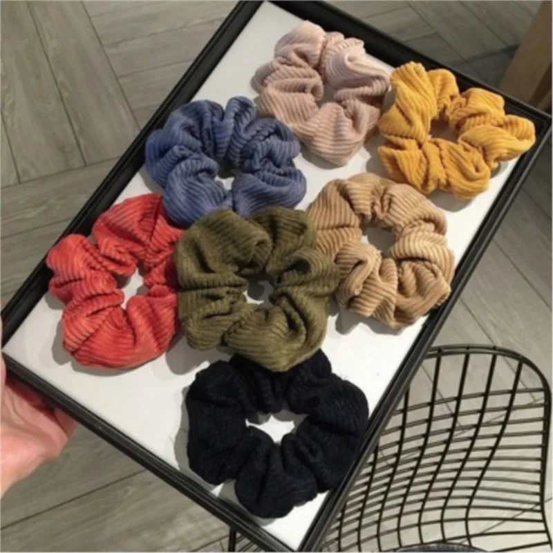 Winter Fashion Design Scrunchies Girls Elastic Hair Bands Solid Large Hair Band Accessories Ties Corduroy Scrunchies