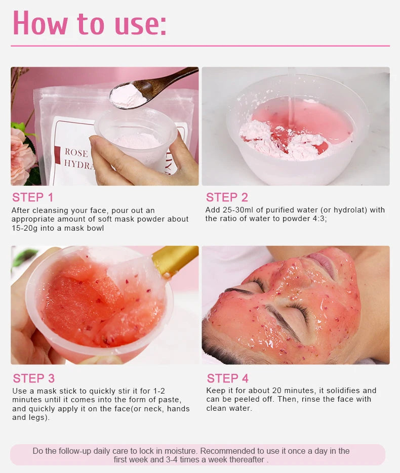 Hydrojelly Peel Off Mask Powder Face Skin Brightening Lighten Acne Blackheads Facial Clean Pores Rose Jelly SPA Facial Skin Care