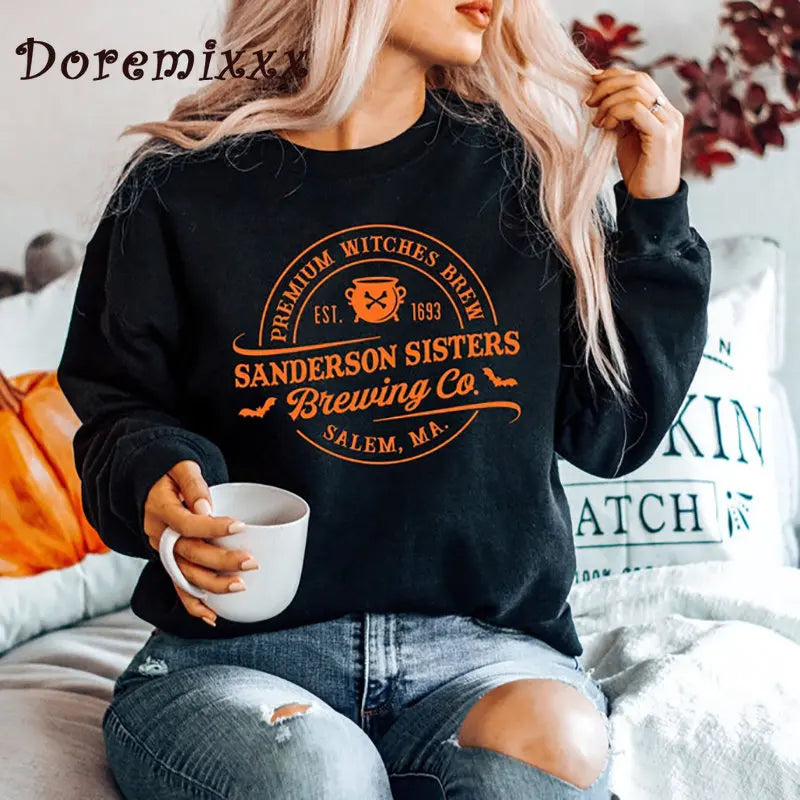 Sanderson Sister Brewing Co Sweatshirt Halloween Clothing Fall Winter Long Sleeve Cotton Hoodies Y2k Clothes Oversized Hoodie