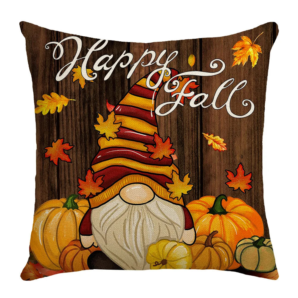 New Fall Thanksgiving Decorative Pillow Cover 45x45cm Couch Cushion Cover Pumpkin Squirrel Print Pillowcase Holiday Decorations