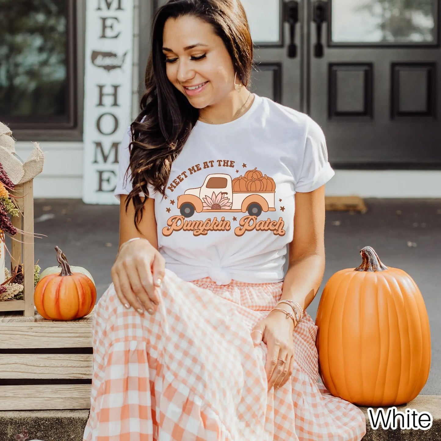 Fall T Shirt Women Meet Me At The Pumpkin Patch Truck Thanksgiving Halloween Season Funny