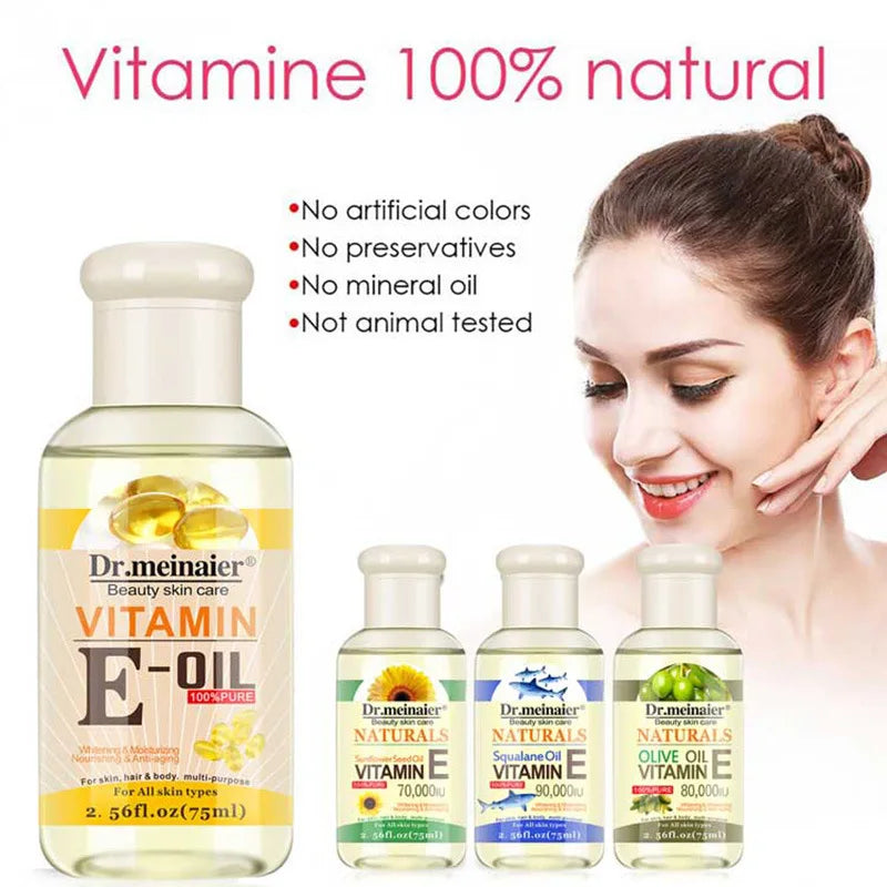 4pcs Vitamin E, OLive ,Chamomile ,Chamomile,Squalane Face Oil Whitening Shrink Pores Anti Wrinkle Aging Freckle Repair Face 75ml