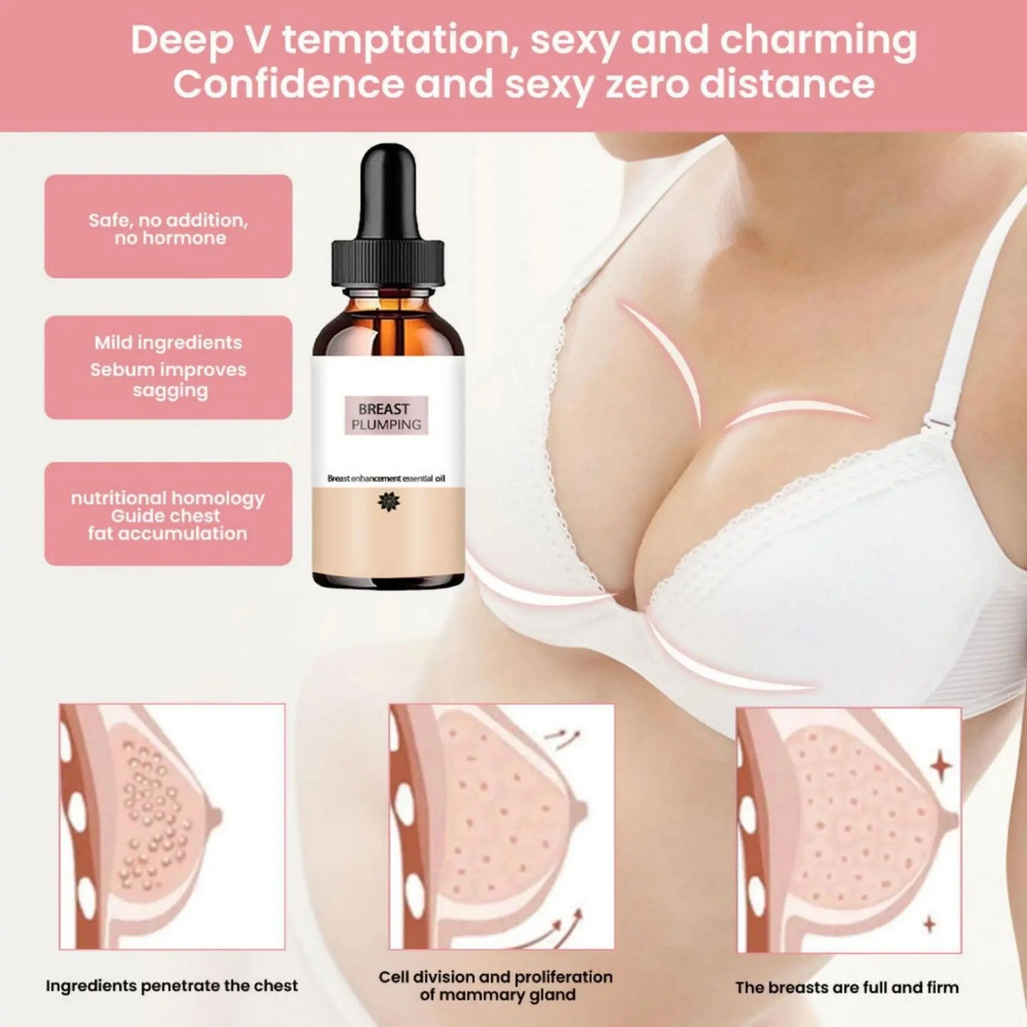 Breast Enlargement Oil Essential Oils Essence Natural Bust Enhancer Nourishing Plumping Lifting Massage Products Chest Firming