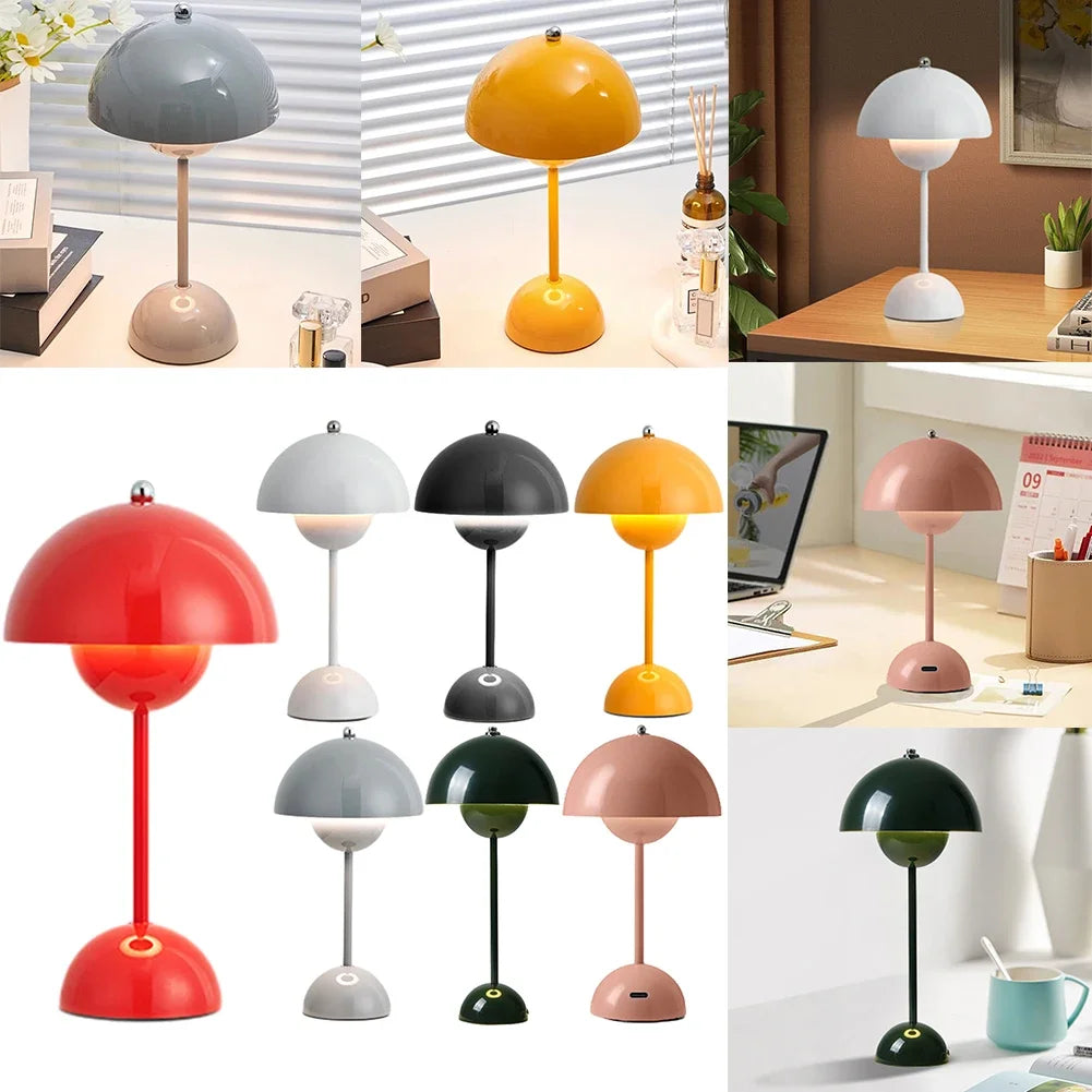 Mushroom Flower Bud LED Rechargeable Table Lamps Desk Lamp Touch Night Light For Bedroom Restaurant Cafe Modern Decoration Gifts