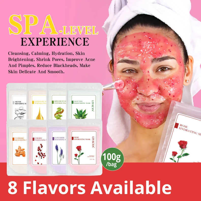 Hydrojelly Peel Off Mask Powder Face Skin Brightening Lighten Acne Blackheads Facial Clean Pores Rose Jelly SPA Facial Skin Care