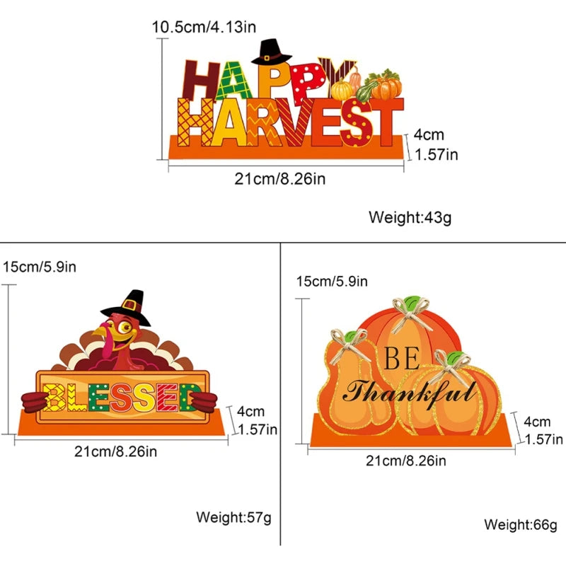 Thanksgiving Pumpkin Wooden Ornaments Table Decorations Fall Signs Happy Thanksgiving Harvest Halloween Party Decorations