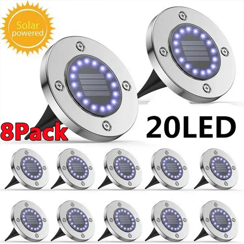 20LED Solar Power Disk Light Outdoor Garden Solar Underground Light Deck Light Spotlight Buried Solar Led Lamp Garden Decoration