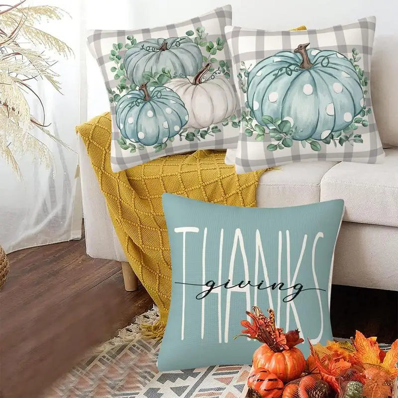 Fall Decor Pillow Covers Set Of 4 Outdoor Farmhouse Pillow Cases Pumpkin Thanksgiving Pumpkins Decor 18X18Inch For Home Couch