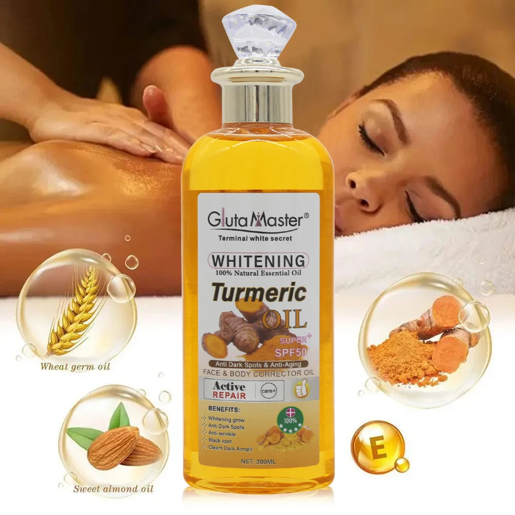 Gluta Master Turmeric Massage Oil Face and Body Skin Relaxation Massage Oil Lightens Nourishing Moisturizing Skin Essential Oils