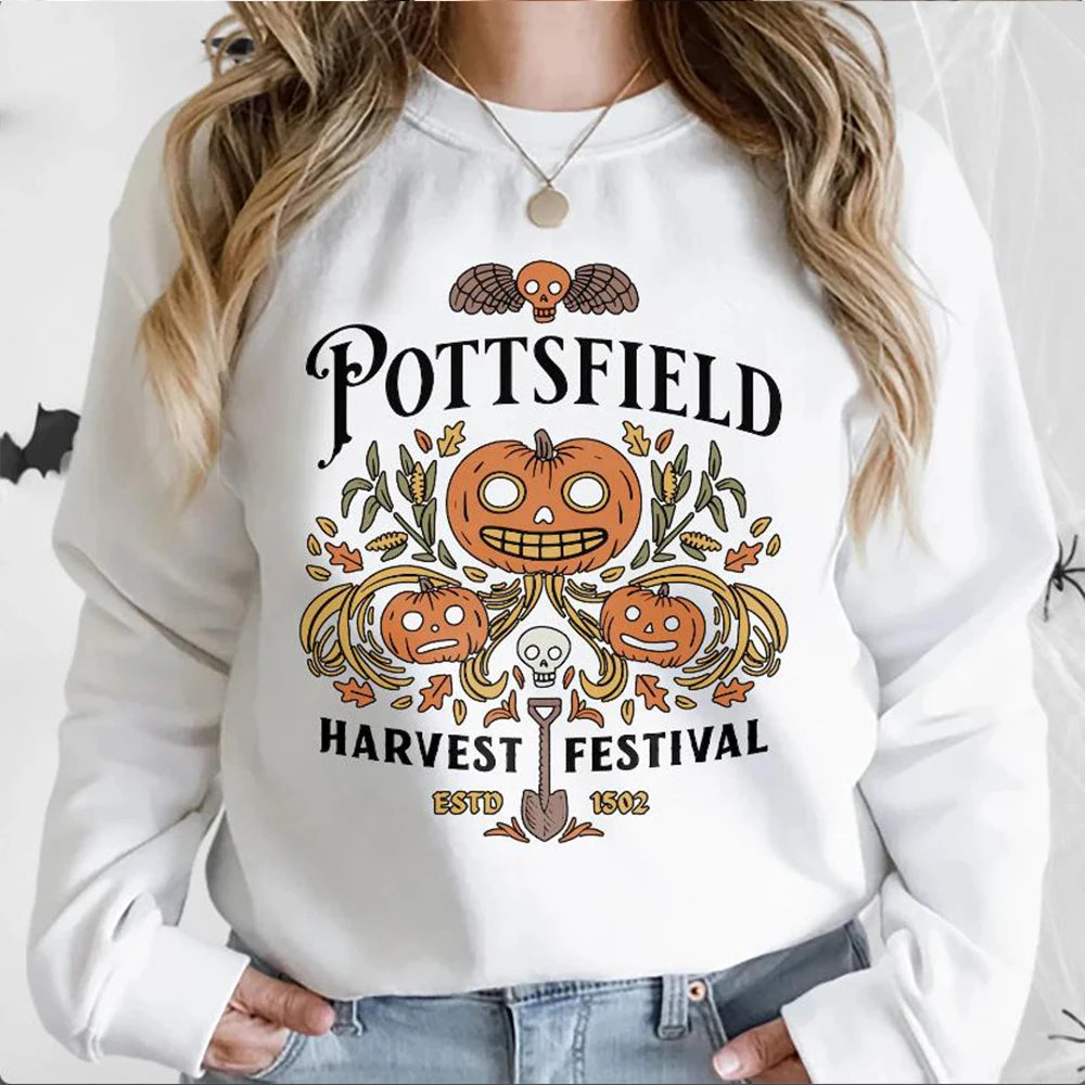 Pottsfield Harvest Festival Shirt Autumn Harvest Tshirt Pottsfield Sweatshirt Vegetables Fall Sweater Skeleton Festival Tops