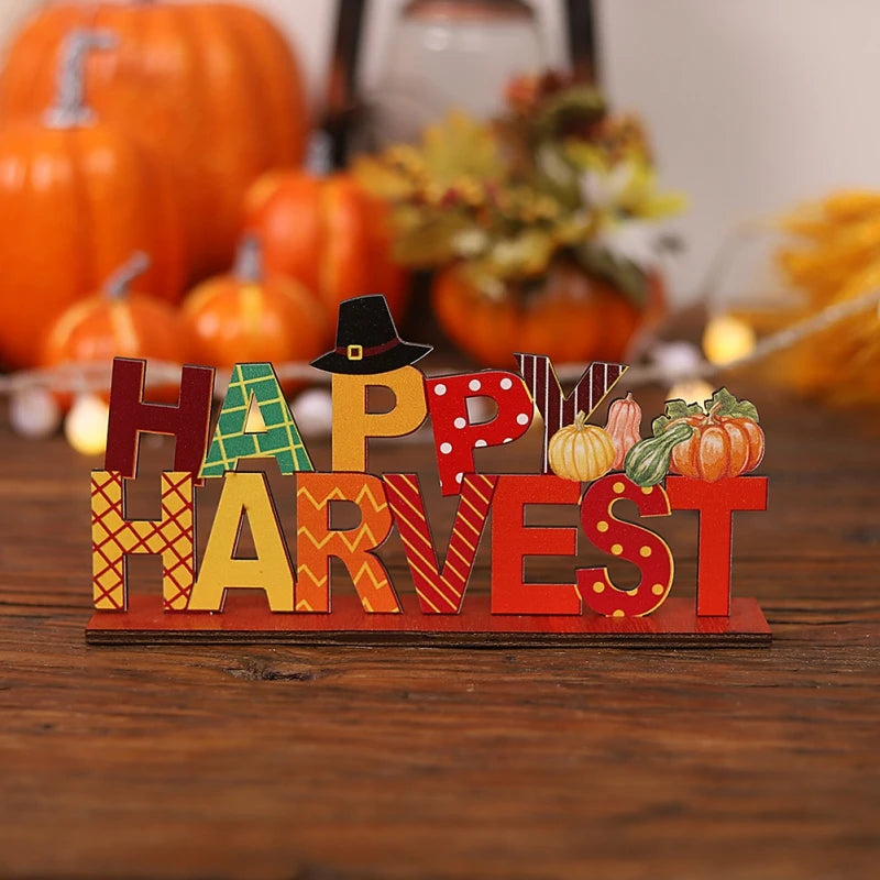 Thanksgiving Pumpkin Wooden Ornaments Table Decorations Fall Signs Happy Thanksgiving Harvest Halloween Party Decorations