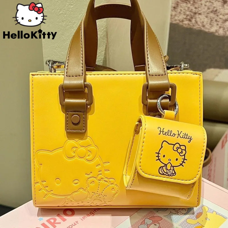 Sanrio Hello Kitty New Mini Handbags For Women Japanese Style Cute Messenger Bag Y2k Cartoon Cute Bags Aesthetic Pu Leather Tote