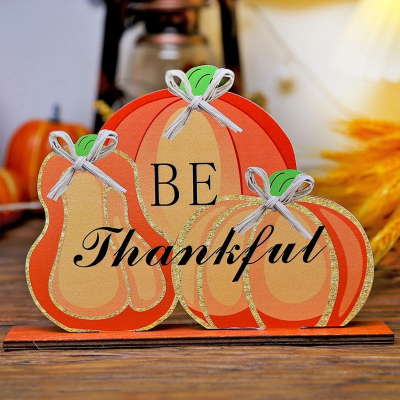 Thanksgiving Pumpkin Wooden Ornaments Table Decorations Fall Signs Happy Thanksgiving Harvest Halloween Party Decorations