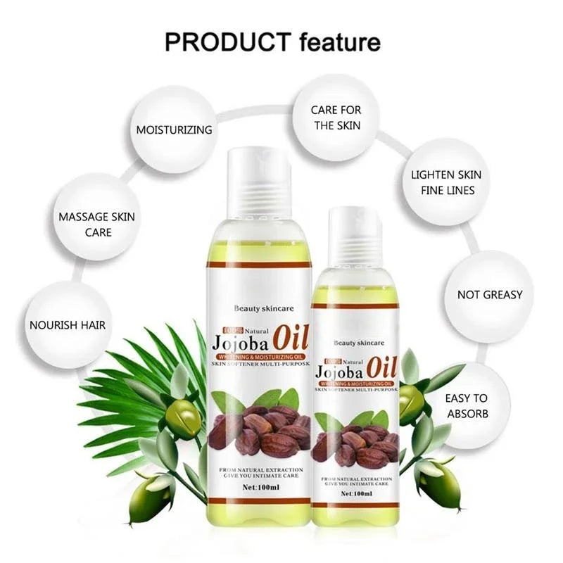 100ml Brand Natural Organic Jojoba Oil Massage Skin Care Relieve Stress Relaxing Moisturizing brighten Tone Essential Oil