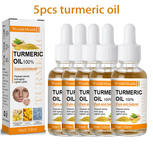 5pcs Turmeric Oil Skin To Lightening Dark Patches Bright Skin Dark Spot Corrector Anti Aging Whitening Serum Skin Care 10ml