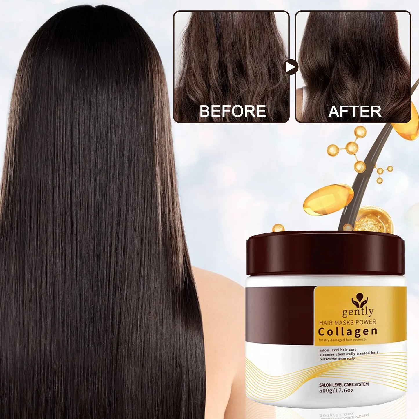 Collagen Hair Deep Conditioning Argan Oil Collagen Hair Mask For Dry Damaged Hair All Hair Types 500ml