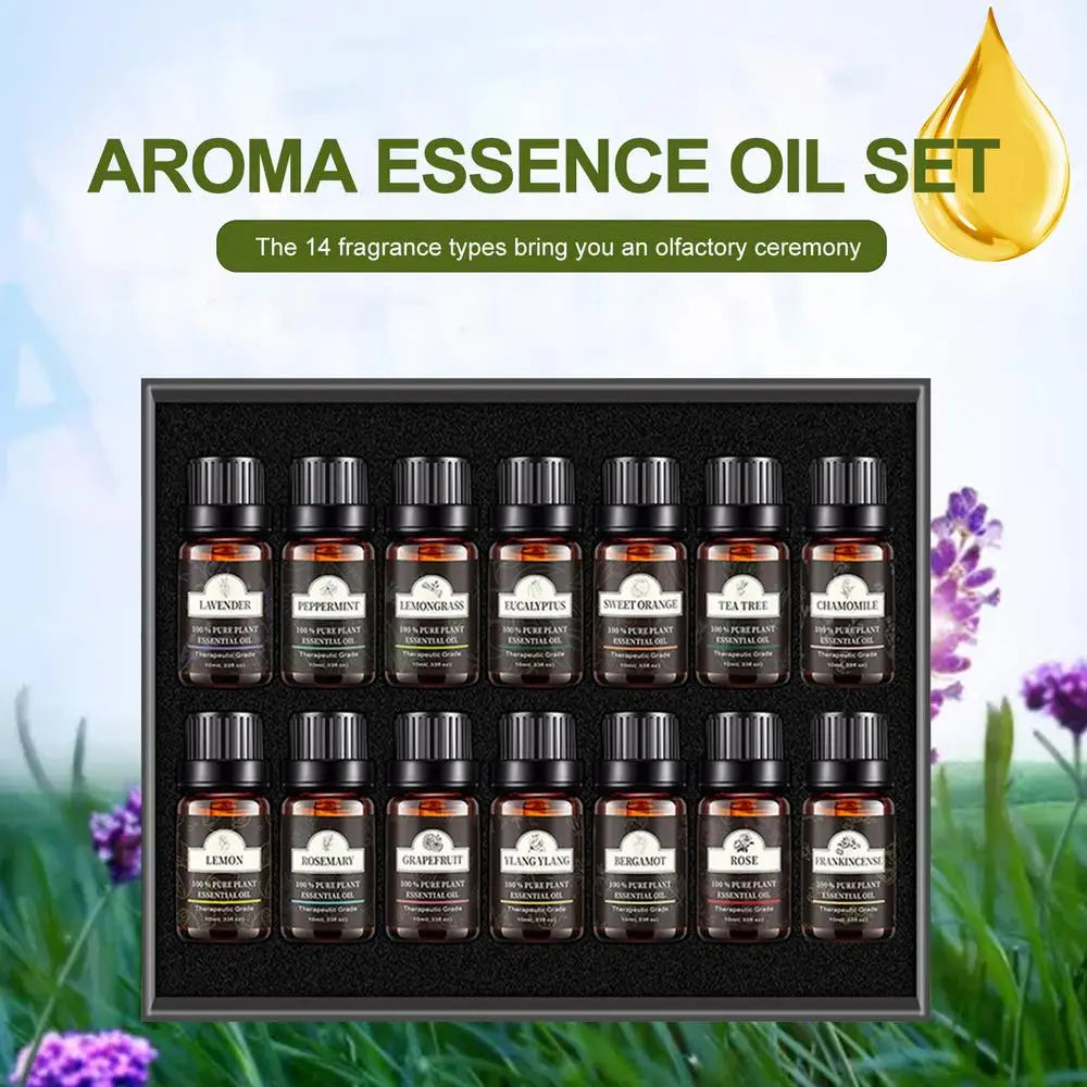 14Pcs/Set  100% Pure Plant Aromatherapy Diffusers Essential Oil  10ml Organic Body Massage Relax Fragrance Skin Care Kit