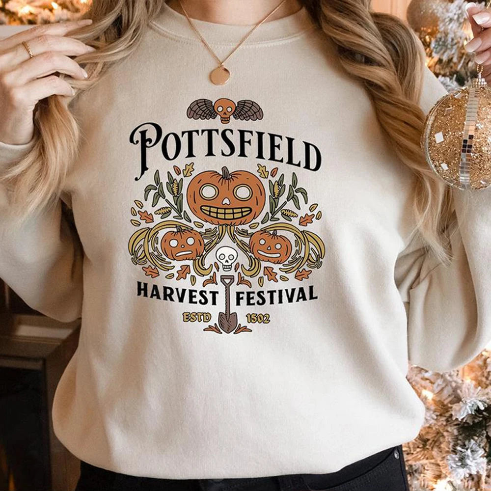 Pottsfield Harvest Festival Shirt Autumn Harvest Tshirt Pottsfield Sweatshirt Vegetables Fall Sweater Skeleton Festival Tops