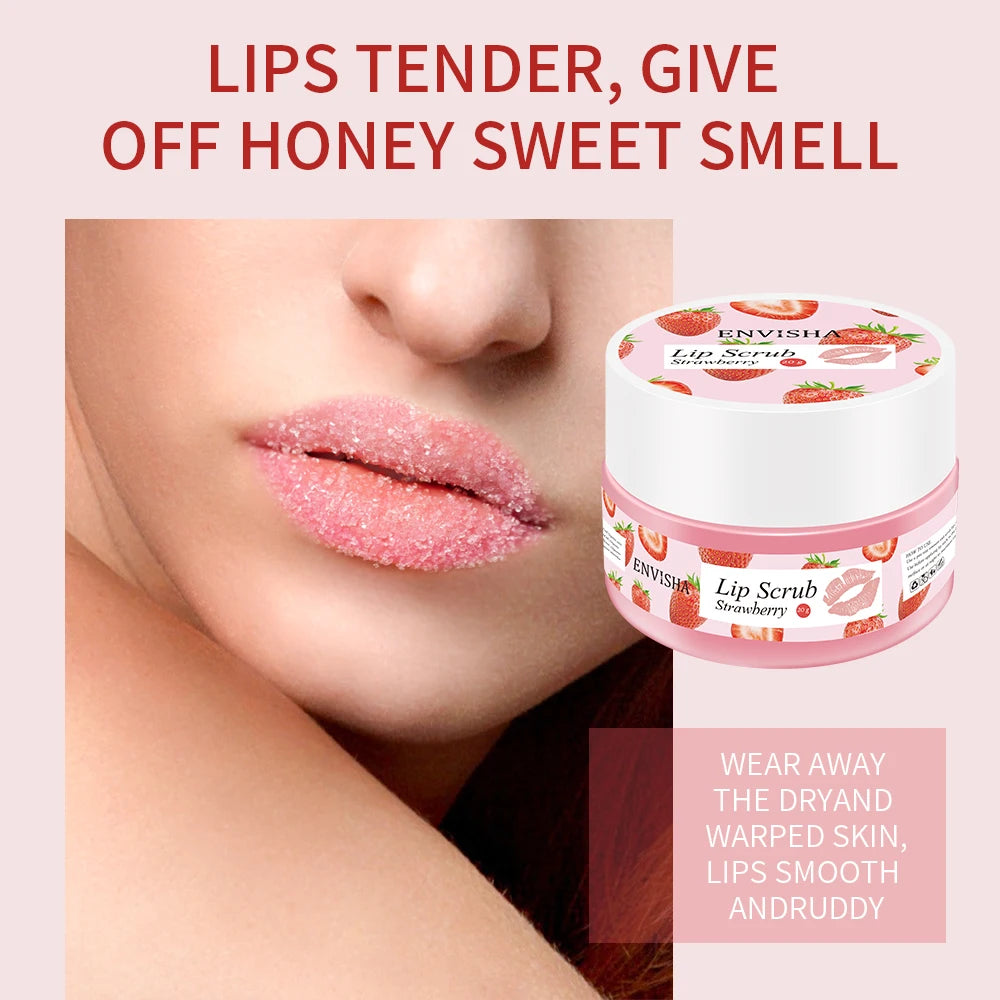 ENVISHA Strawberry Lip Care Scrub Lip Balm Sugar Cream Exfoliating Moisturizing Nourish Repair Cleft Fine Lines Smooth Skin Care