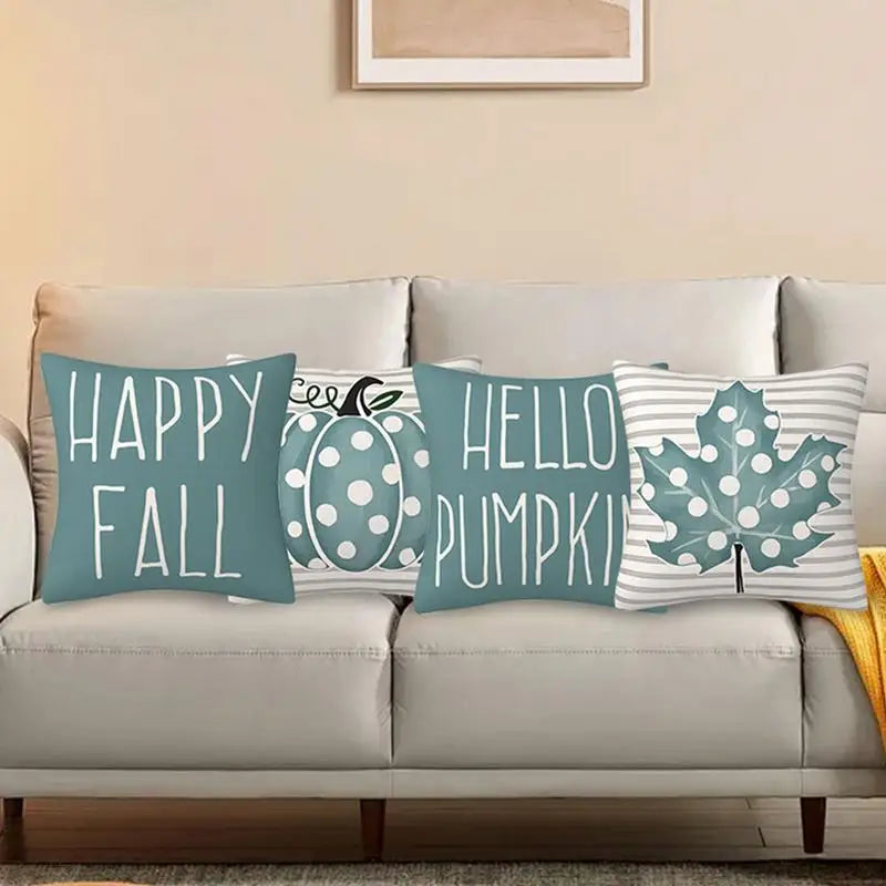 Fall Decor Pillow Covers Set Of 4 Outdoor Farmhouse Pillow Cases Pumpkin Thanksgiving Pumpkins Decor 18X18Inch For Home Couch