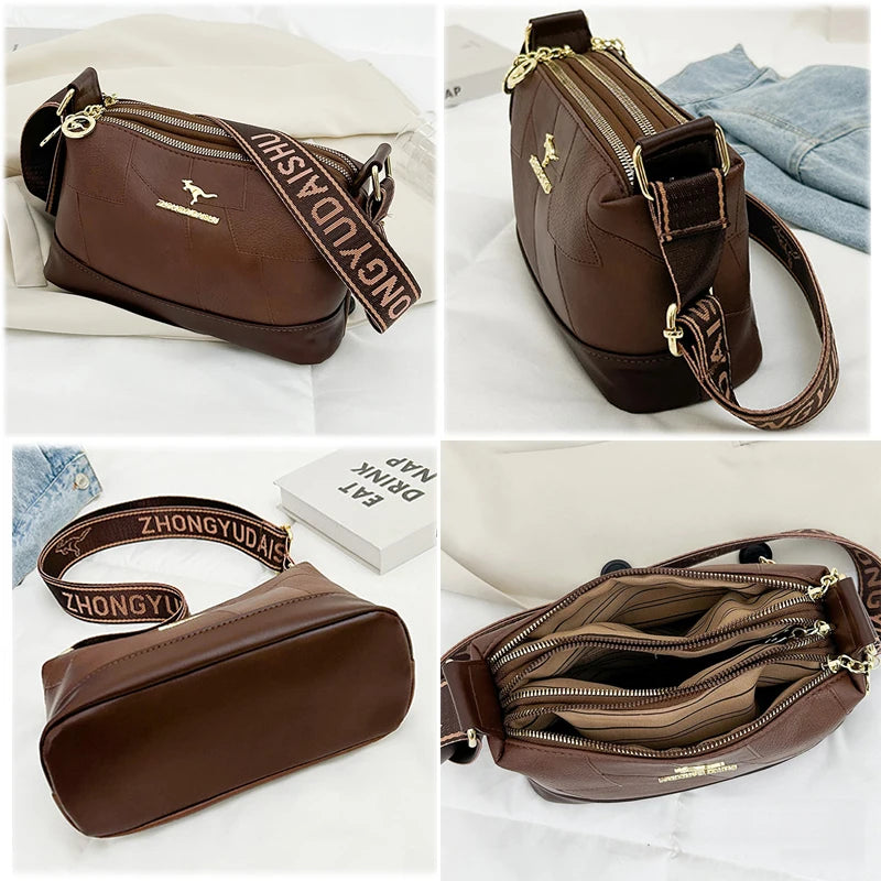 High Quality Splicing Leather Purses And Handbag Women Bags Luxury Designer Shoulder Crossbody Sac Ladies Casuial Messenger Tote