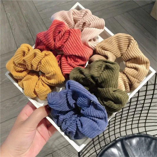 Winter Fashion Design Scrunchies Girls Elastic Hair Bands Solid Large Hair Band Accessories Ties Corduroy Scrunchies