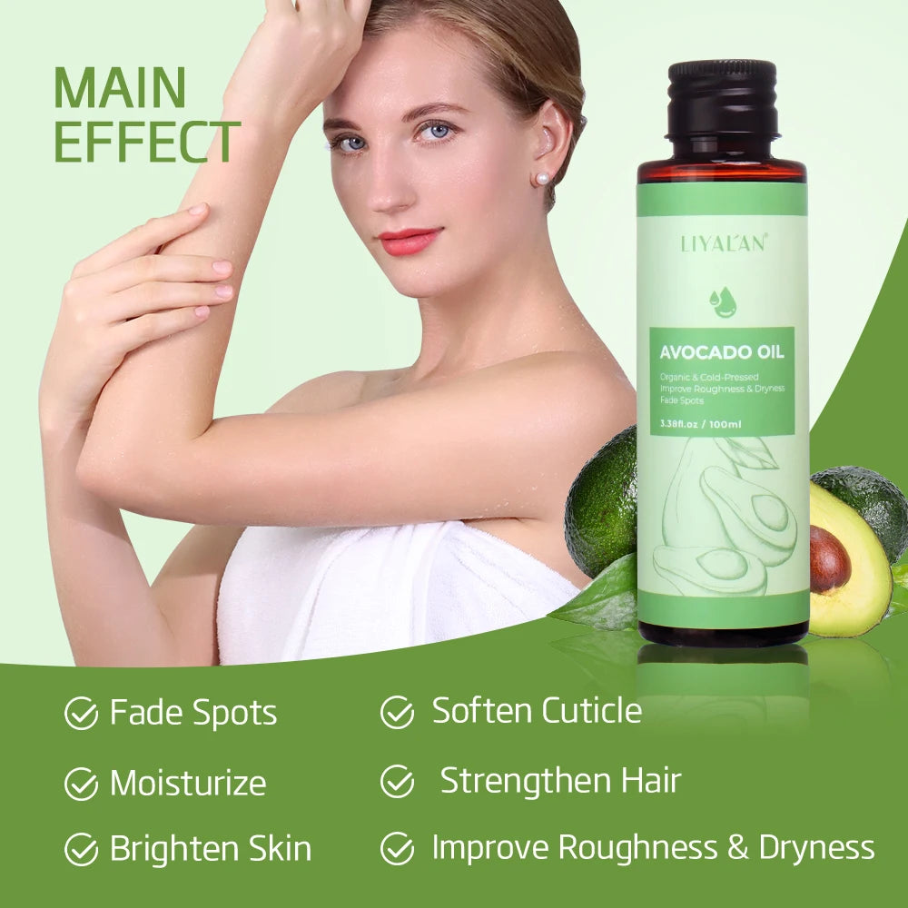 100ml Organic Avocado Oil Fade Spots Brighten Skin Improve Roughness Soften Cuticle Body Care