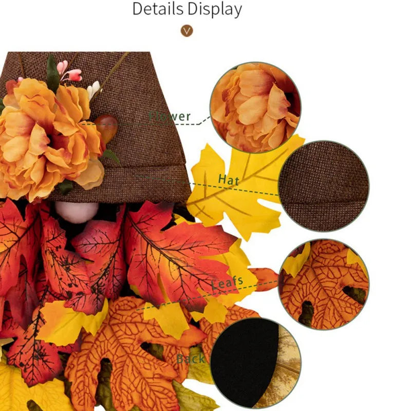 Fall Wreath Garland Thanksgiving Decoration Maple Leaf Hat Wreath Door Hanging Wall Hanging Home Decoration Store Door Decor