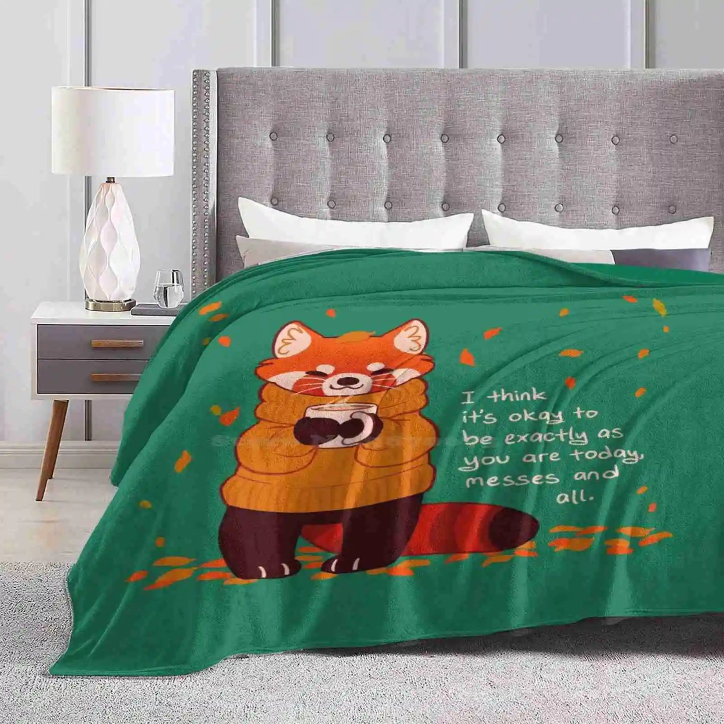 " It'S Okay To Be Exactly As You Are Today " Coffee Autumn Red Panda Soft Warm Throw Blanket Red Panda Autumn Fall Sweater Tea