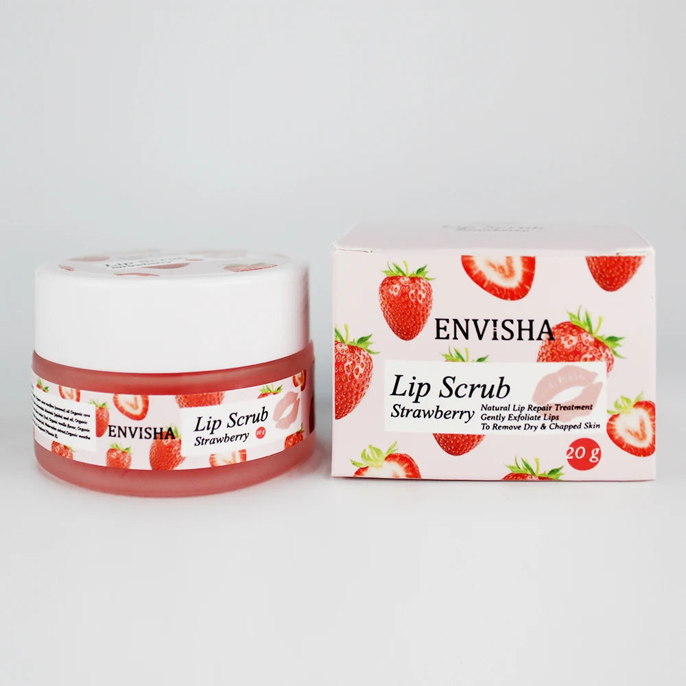 ENVISHA Skin Care Strawberry Lip Care Balm Scrub Sugar Cream Exfoliating Moisturizing Nourish Repair Cleft Fine Lines Smooth