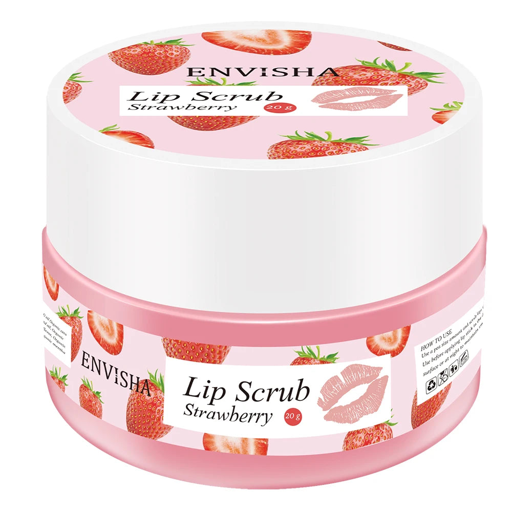 ENVISHA Skin Care Strawberry Lip Care Balm Scrub Sugar Cream Exfoliating Moisturizing Nourish Repair Cleft Fine Lines Smooth