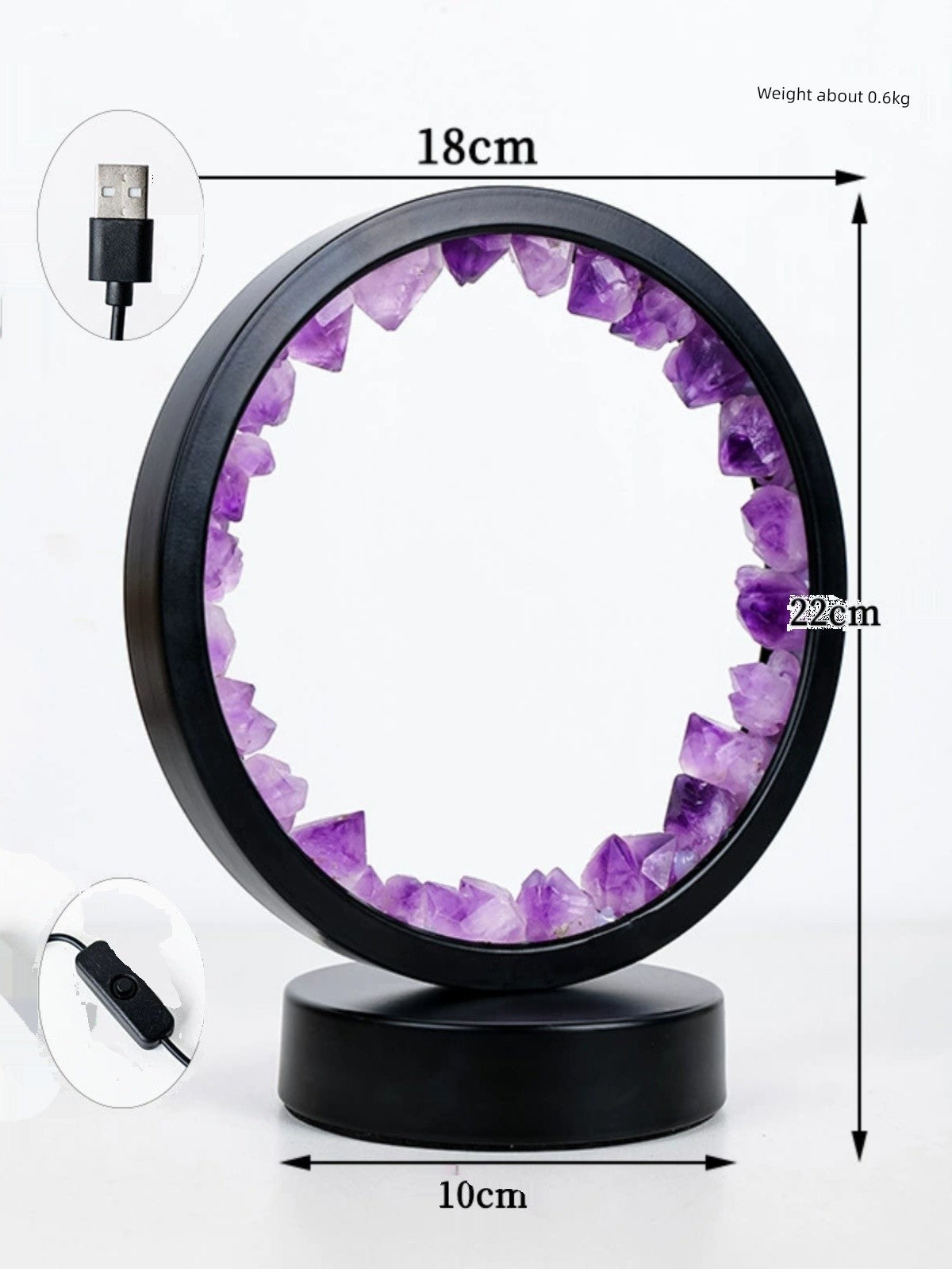 USB Amethyst Tooth Flower Night Light Plug-in Bedside DIY